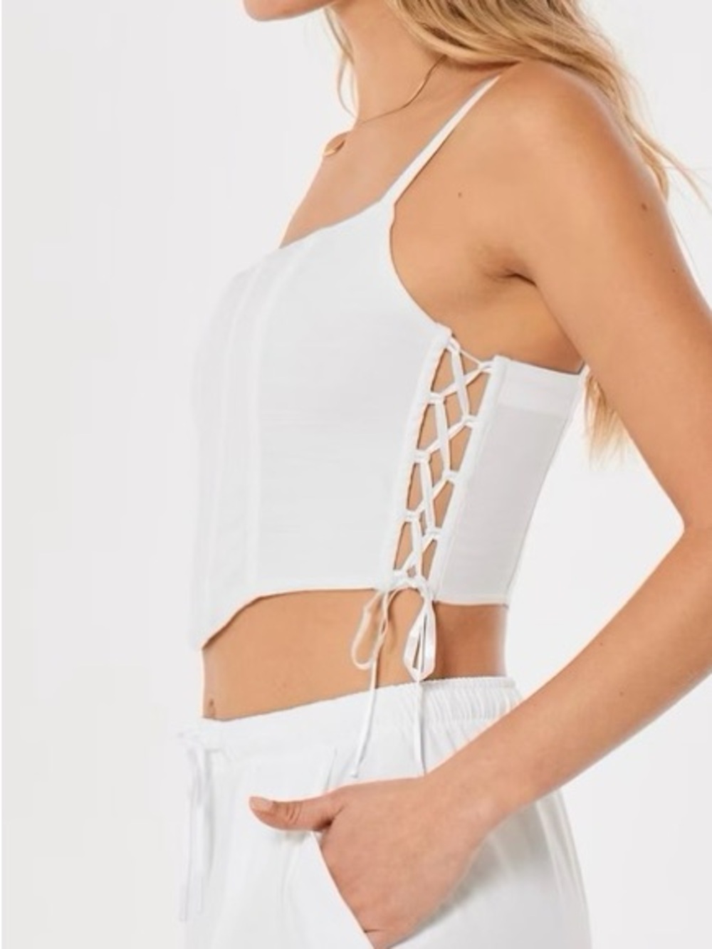 Gilly Hicks White Corset crop tank